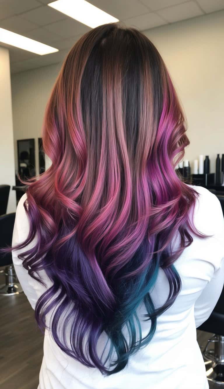 vibrant ombre hair color ideas cascade from bold deep shades to lighter softer hues