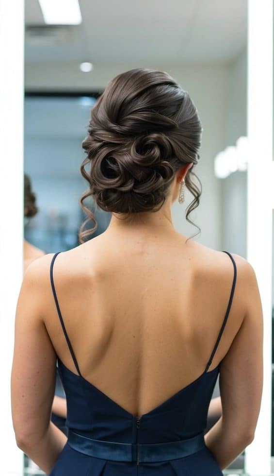 pinned back curls prom hairstyle romantic soft glamorous
