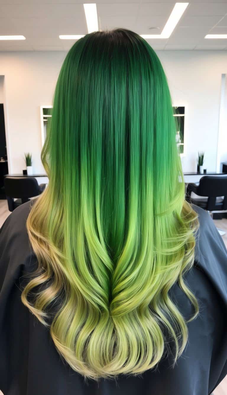 rainforest radiance green ombre hair