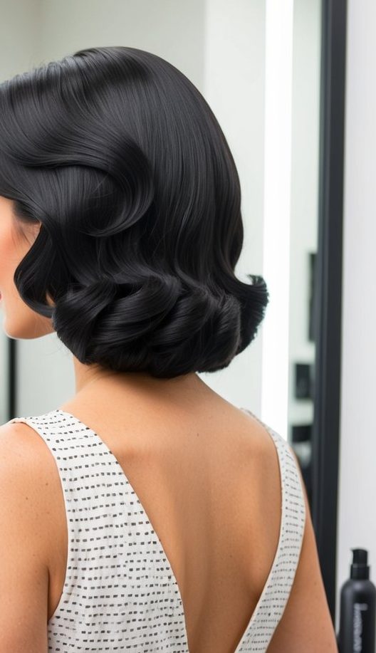 retro waves black hair