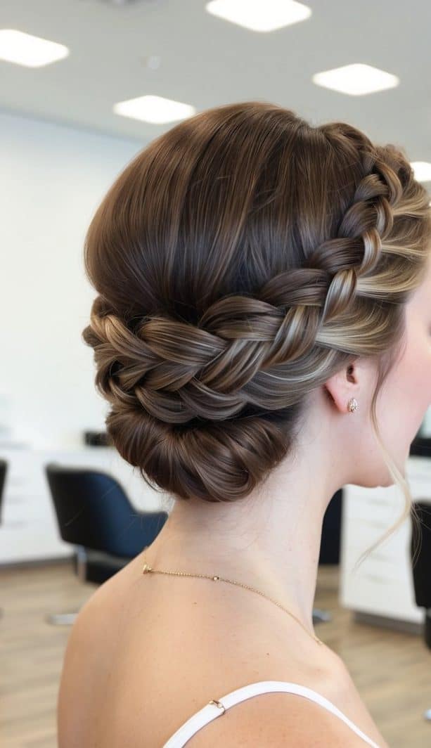 scarf wrapped bun simple updo hairstyle