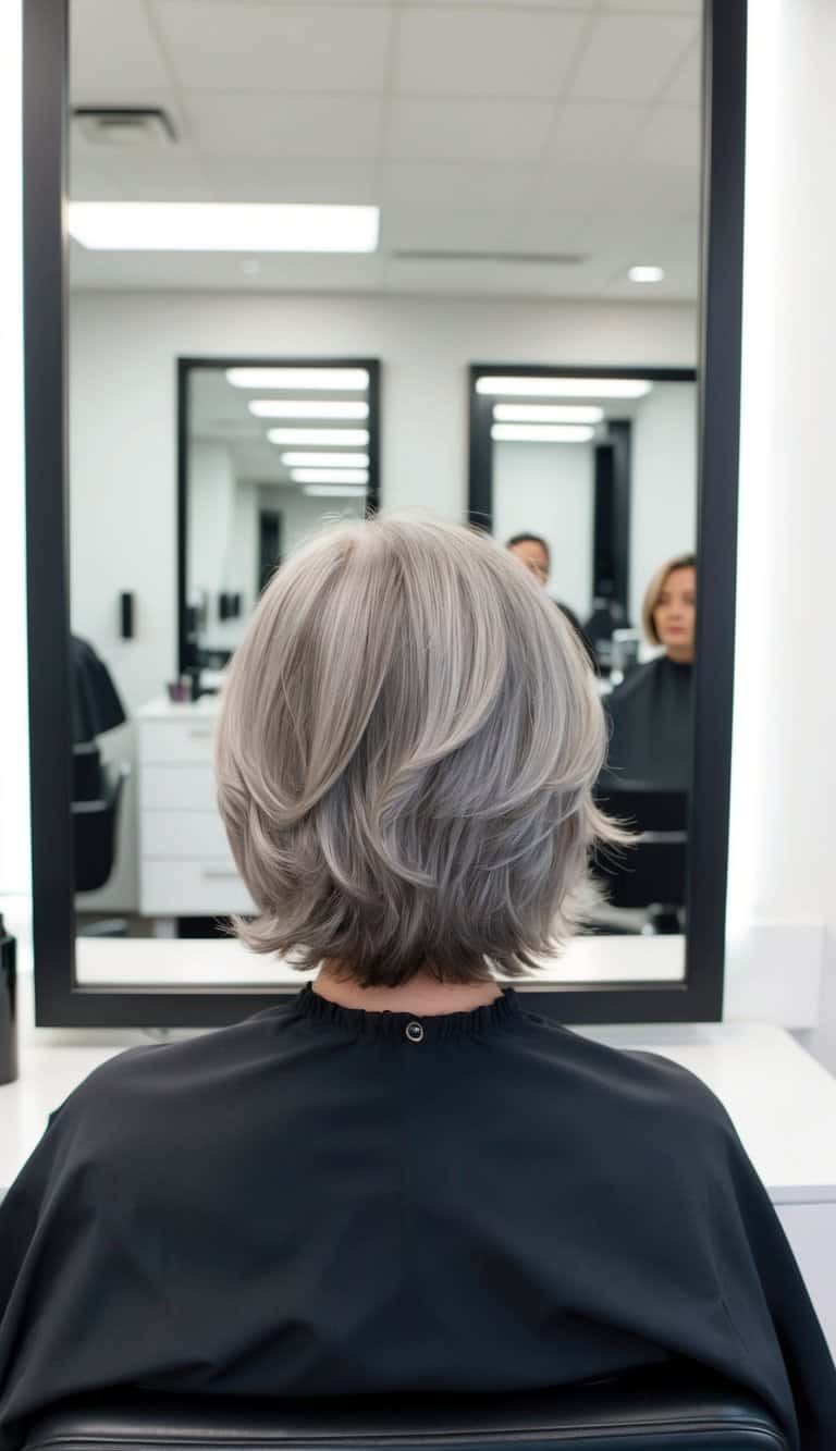 shag wispy ends gray hair textured effortless soft modern