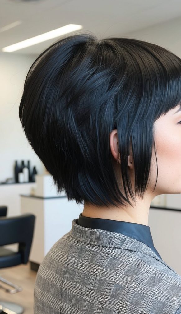 shaggy mullet fringe black hair