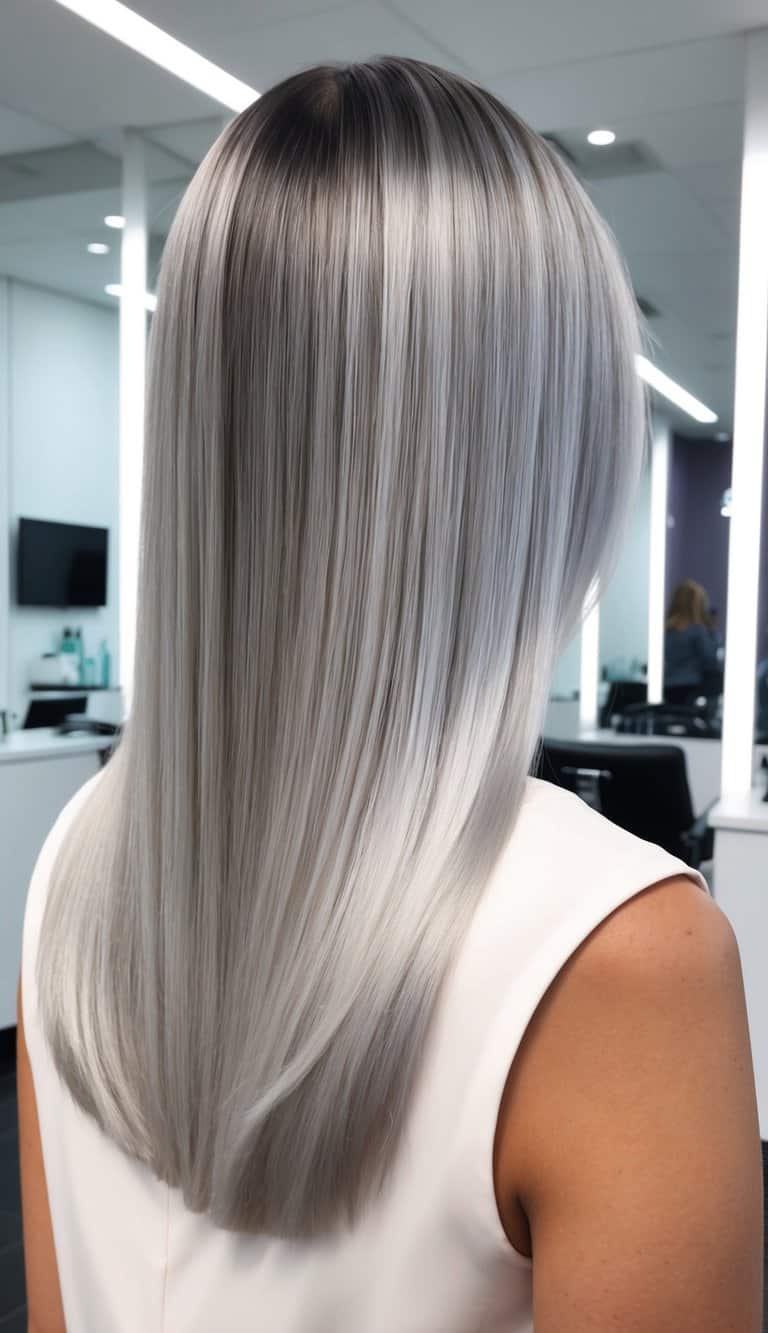 sleek steel balayage silver polished industrial modern sharp
