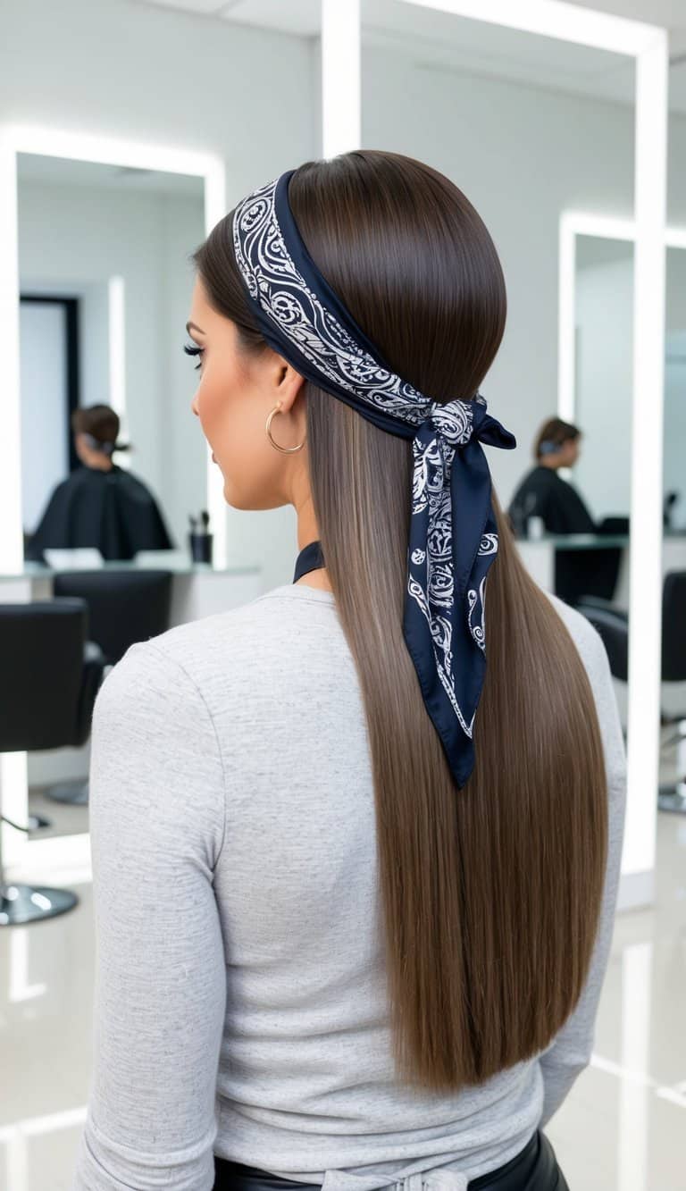 straight hair bandana wrap casual cool effortless chic