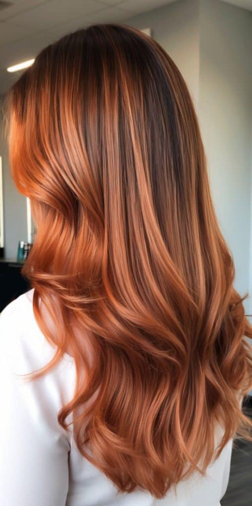 sun kissed copper ombre hair