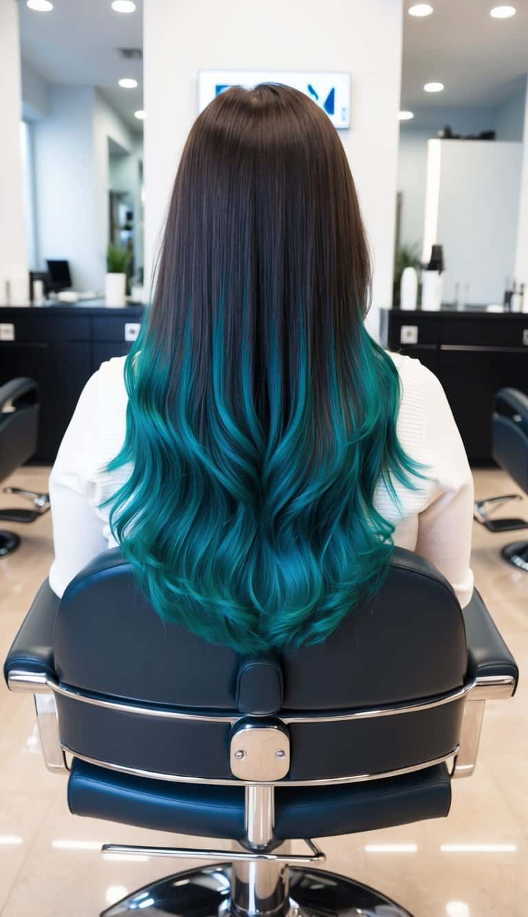 teal balayage with brown undertones hair