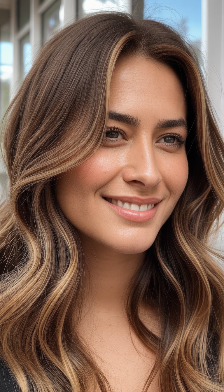thick caramel highlights hair