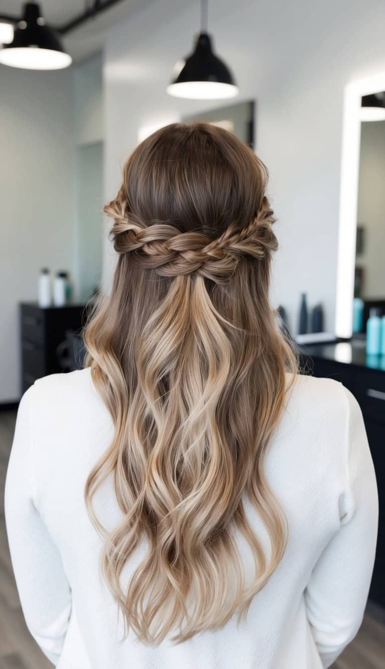 tousled crown braid waves hairstyle