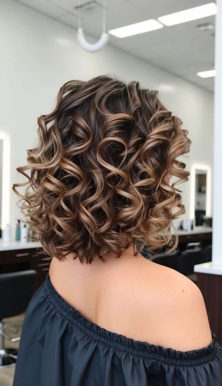 tousled curly lob hairstyle