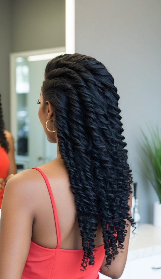 twist out curls black hair