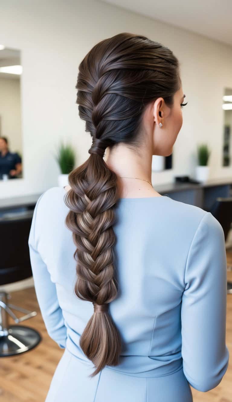 waterfall braid ponytail romantic flowing feminine