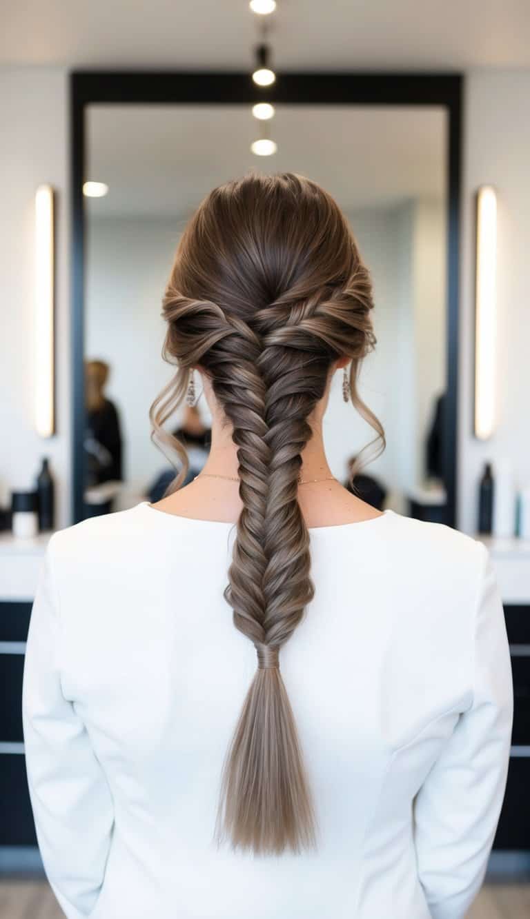 waterfall braid prom hairstyle romantic ethereal flowing