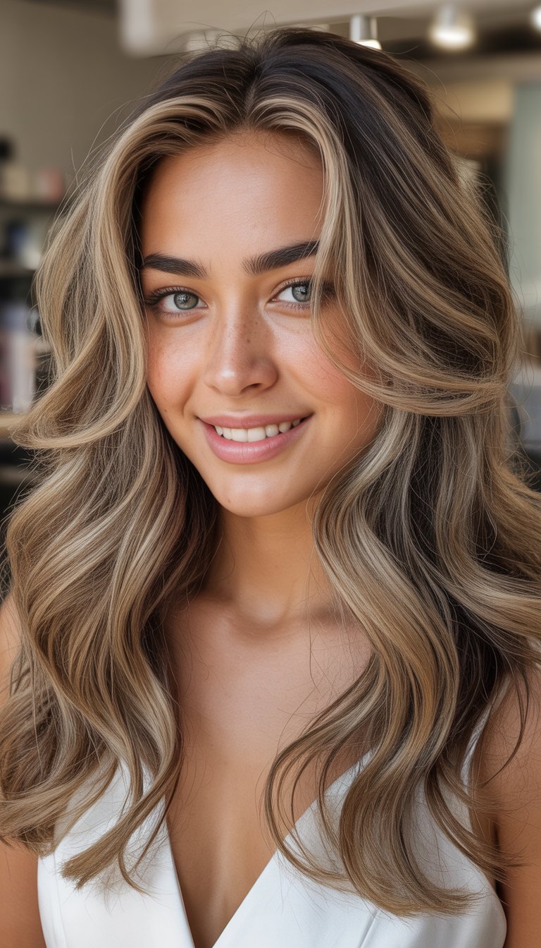 wavy balayage prom hairstyle