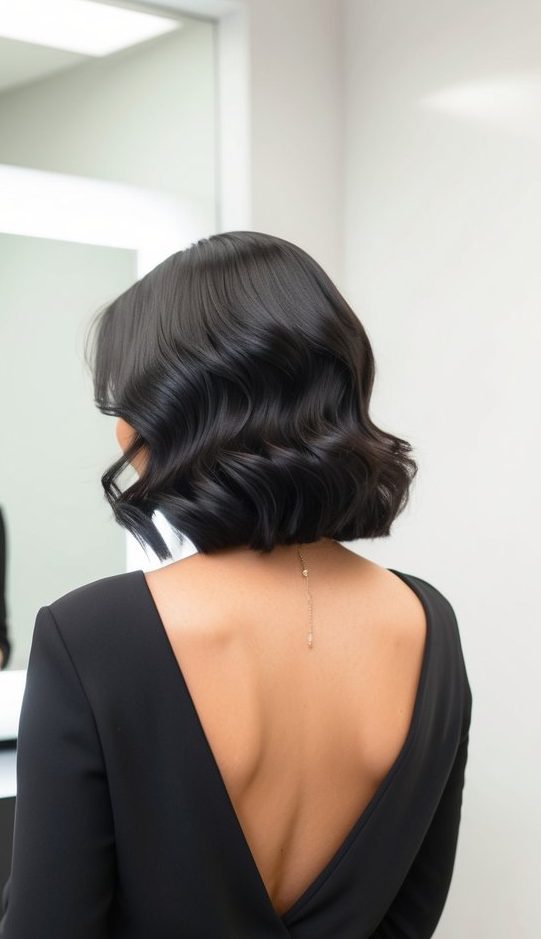 wavy lob black hair
