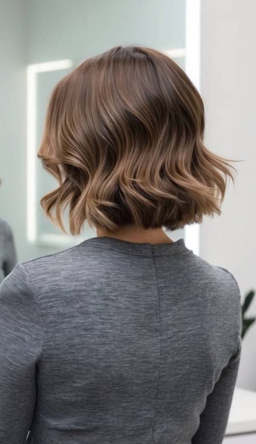wavy lob short hairstyle effortless romantic natural movement