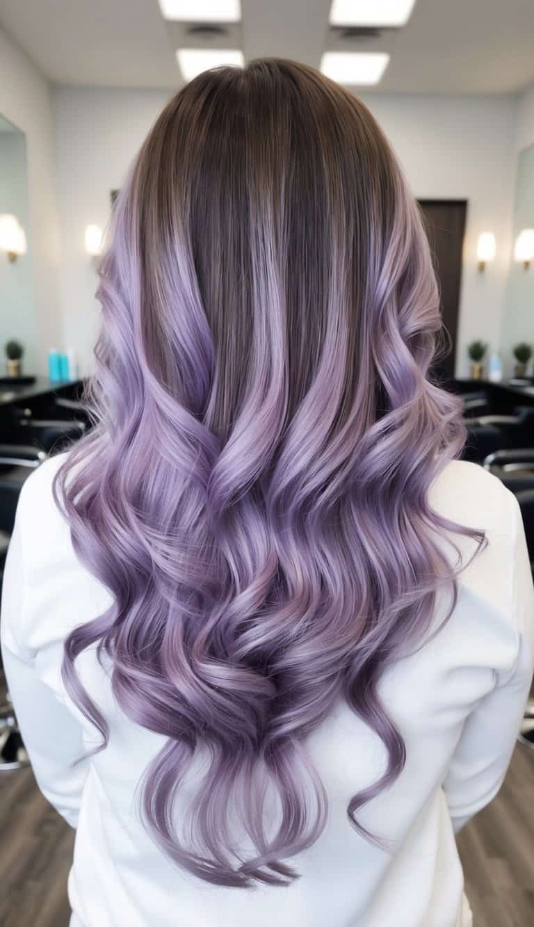 lavender balayage waves in dreamy pattern