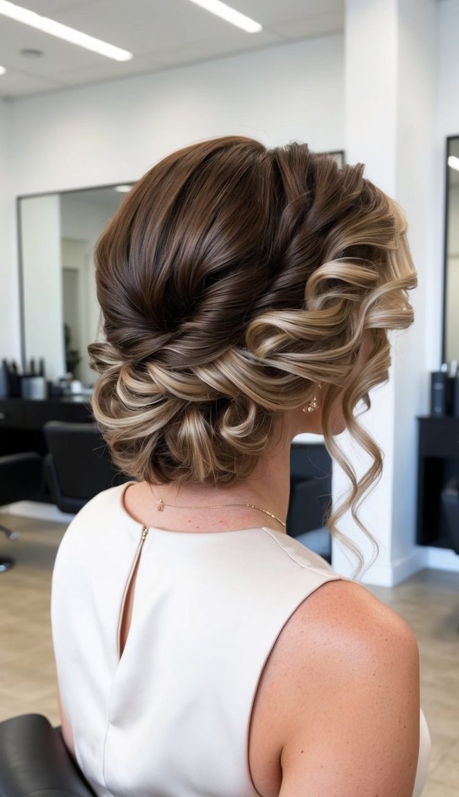 elegant chignon with pearls hoco hairstyle