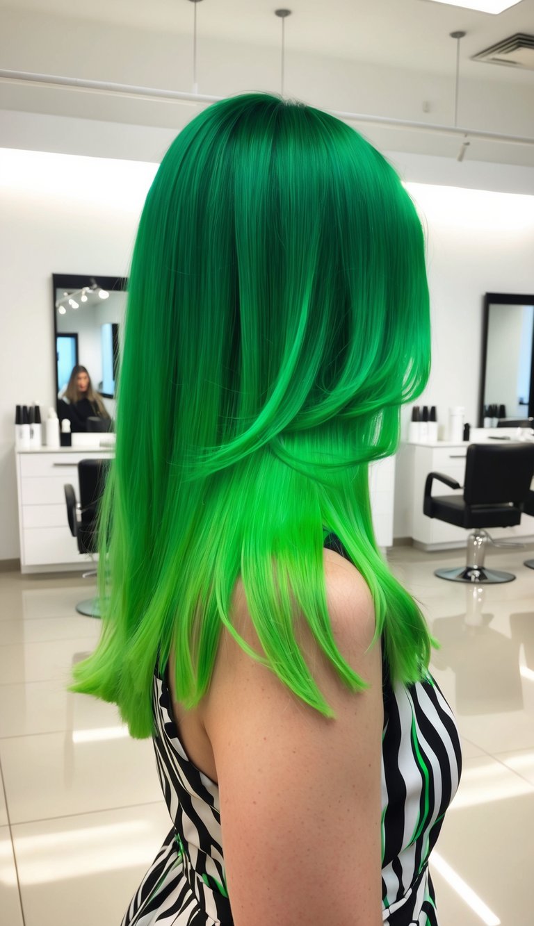 glossy deep jade green waves