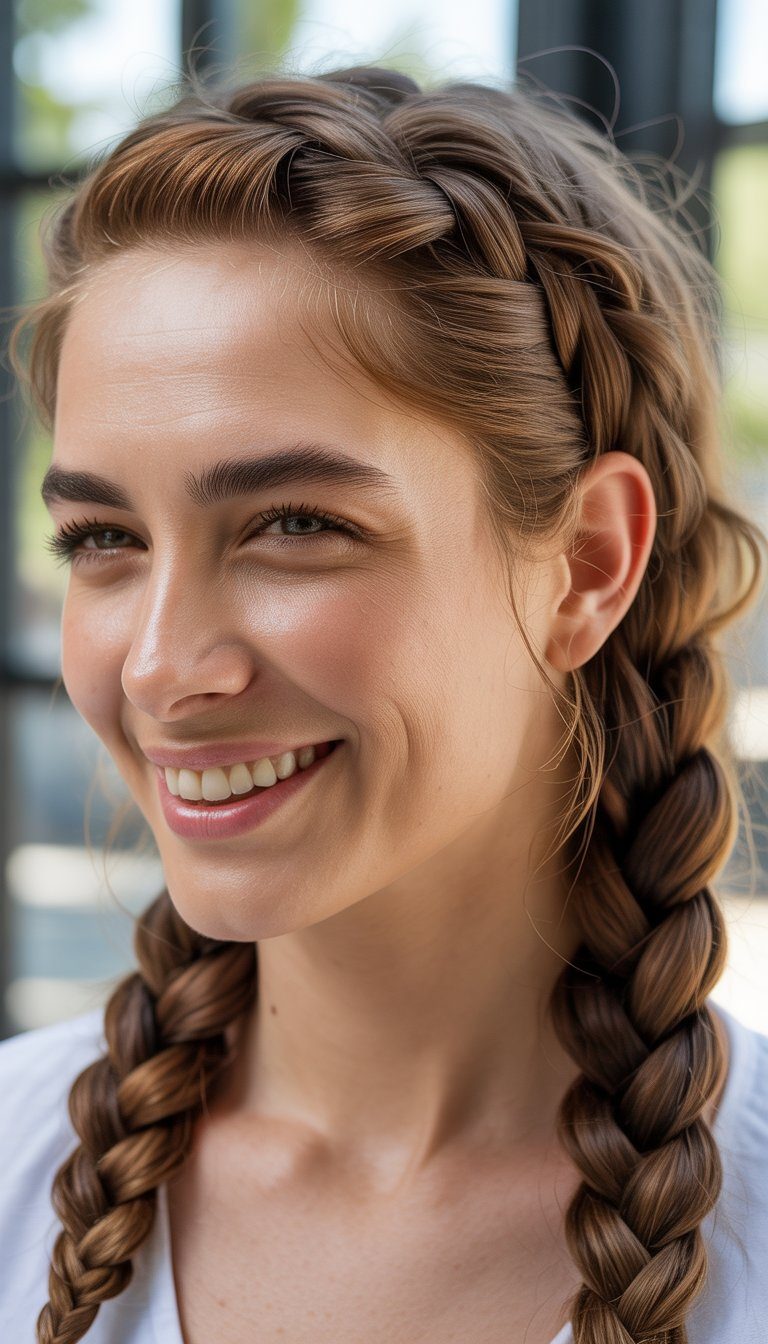 double braids humidity-proof hairstyle