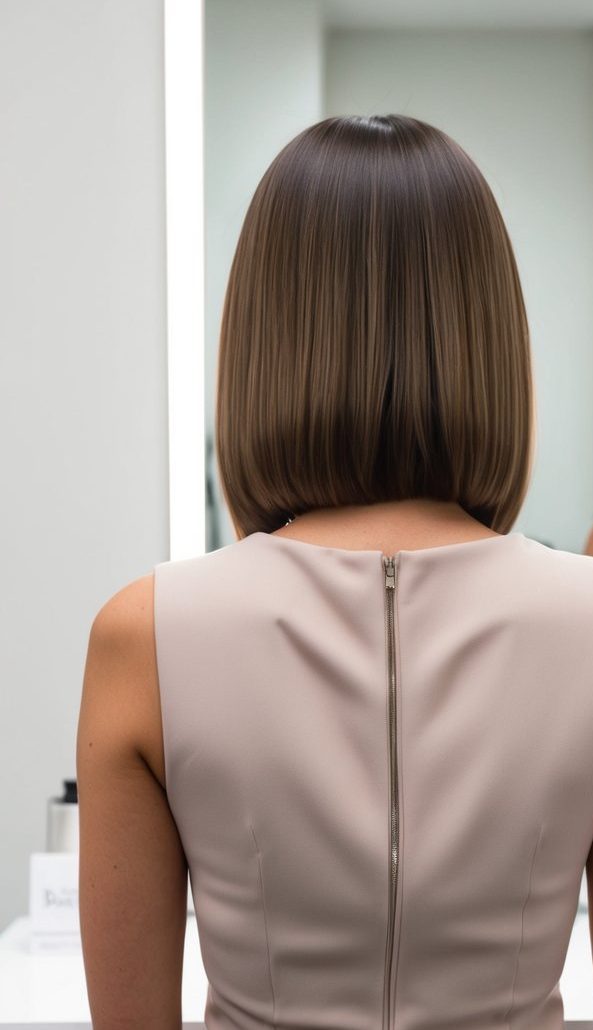 sleek precision bob hairstyle