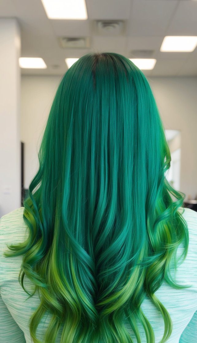 neon emerald green pixie cut
