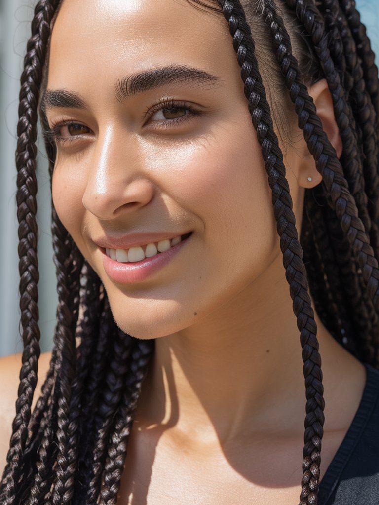 box braids humidity-proof hairstyle