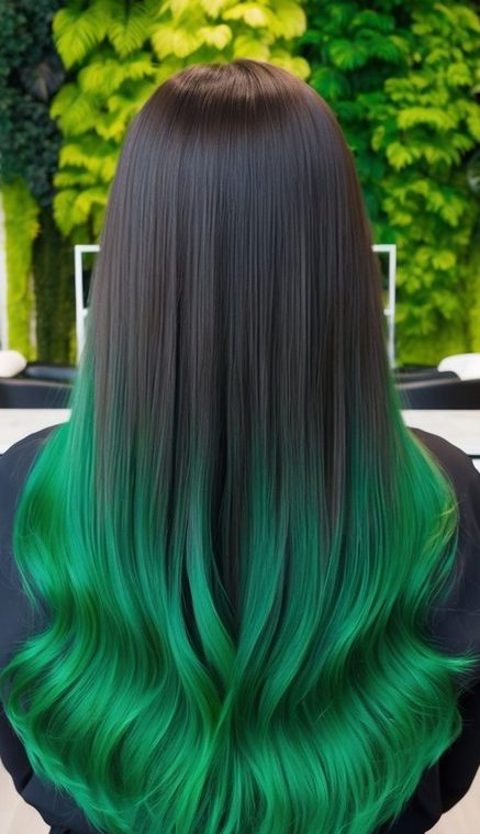 lime and teal green bob
