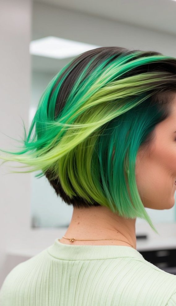 electric green curly hair