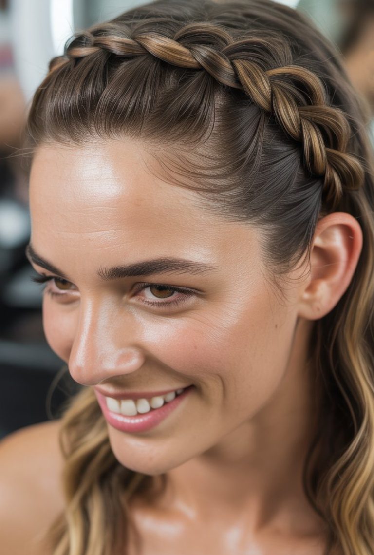 front braid humidity-proof hairstyle