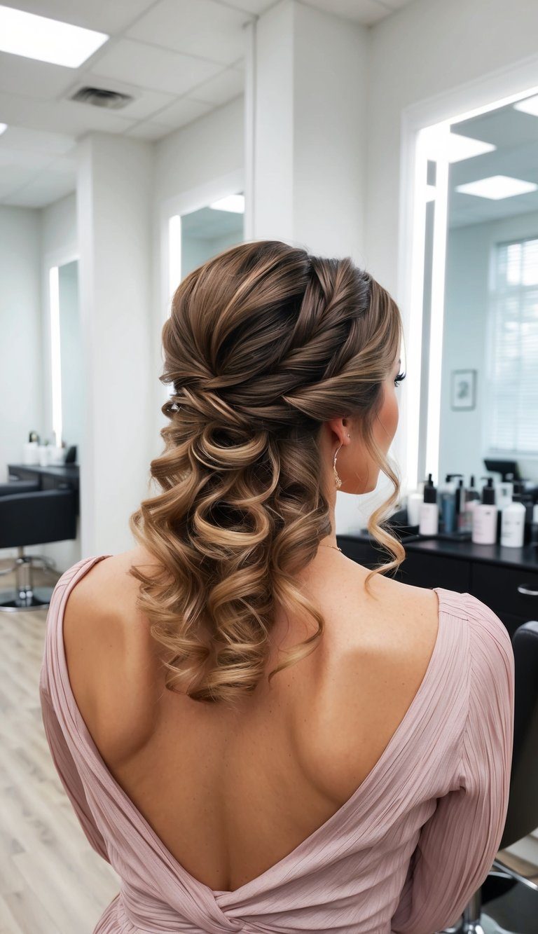 twisted half-updo hoco hairstyle