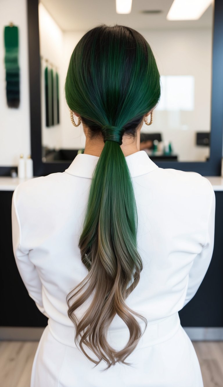 bold three tone green hair