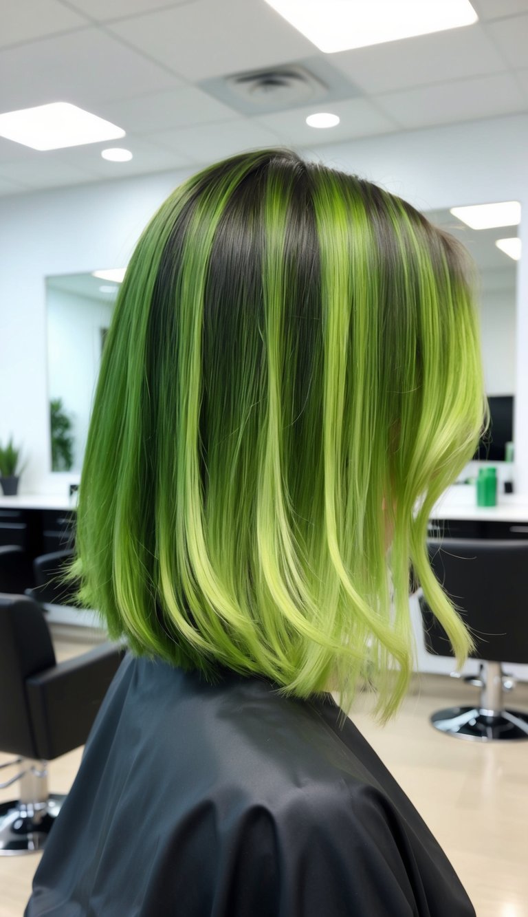 pine to apple green hair fade
