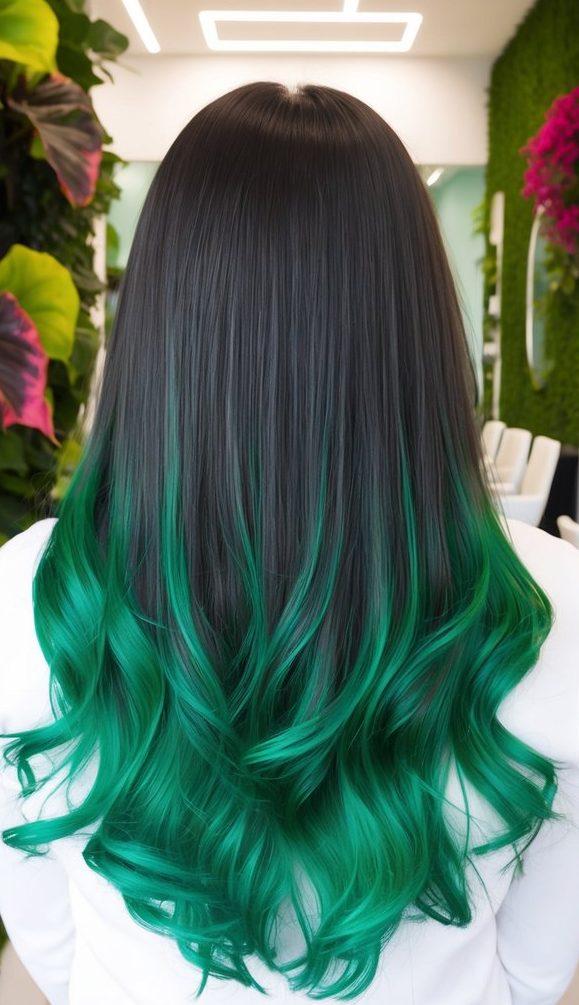 charcoal to emerald green waves