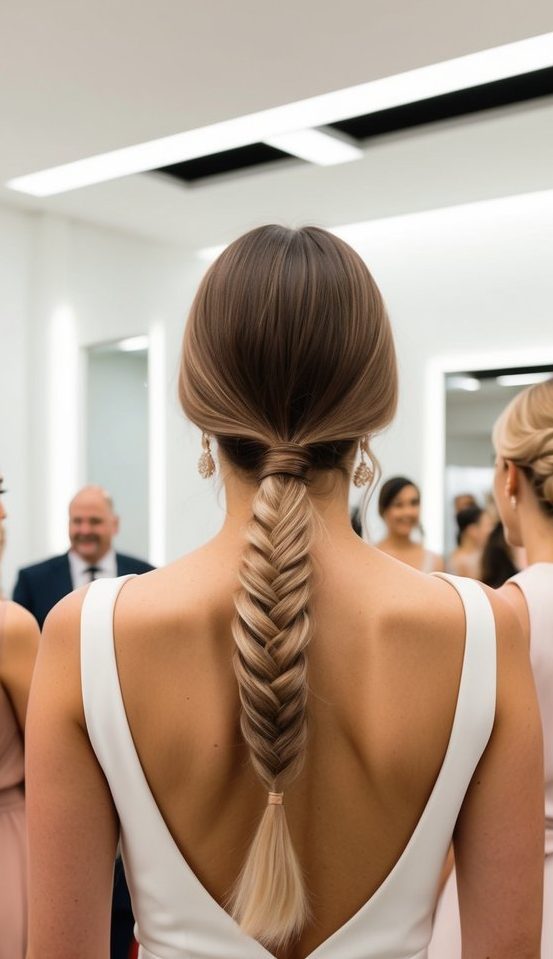 minimalist braided ponytail wedding guest